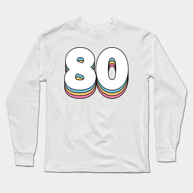 80 Number Long Sleeve T-Shirt by RetroDesign